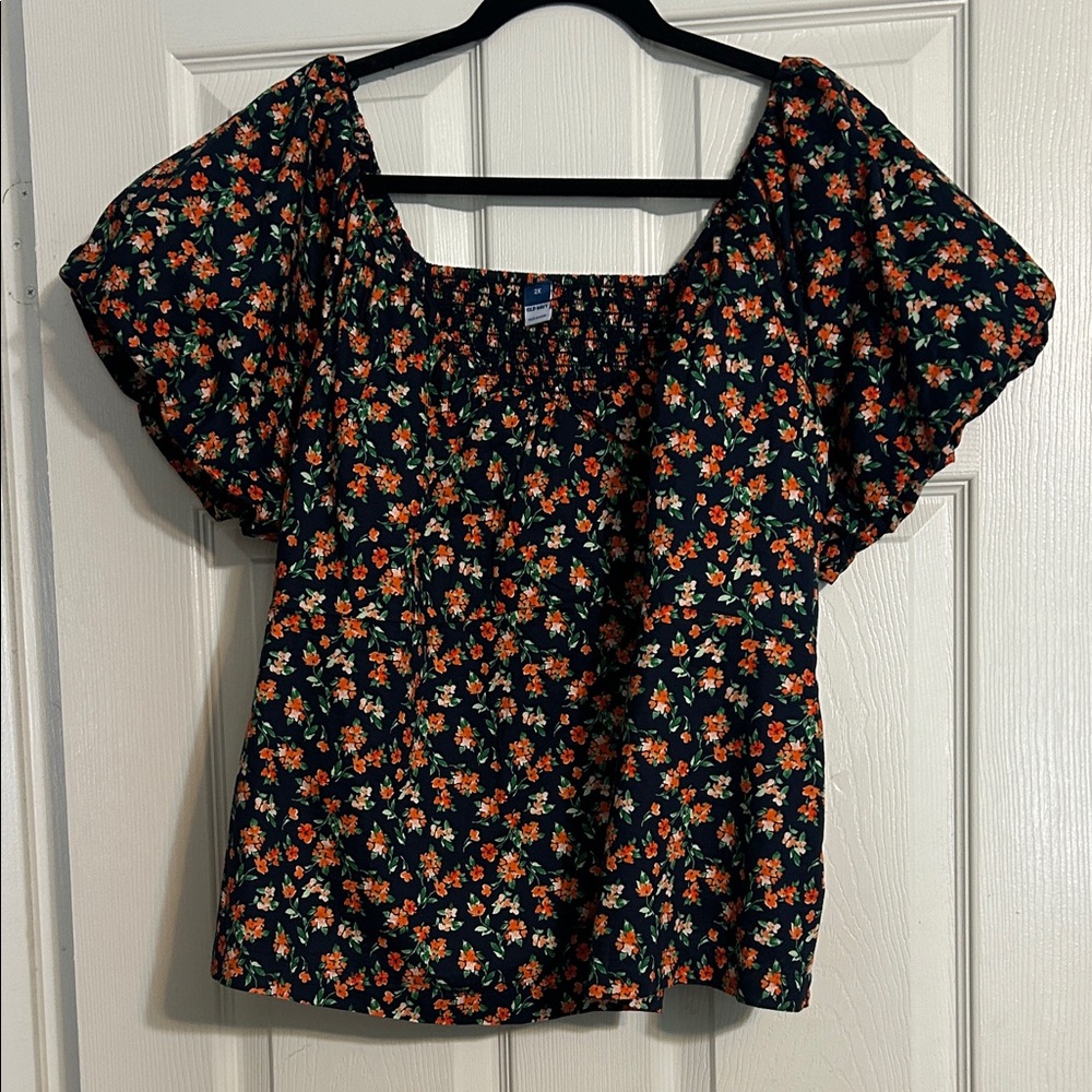 Old Navy Navy Floral Blouse